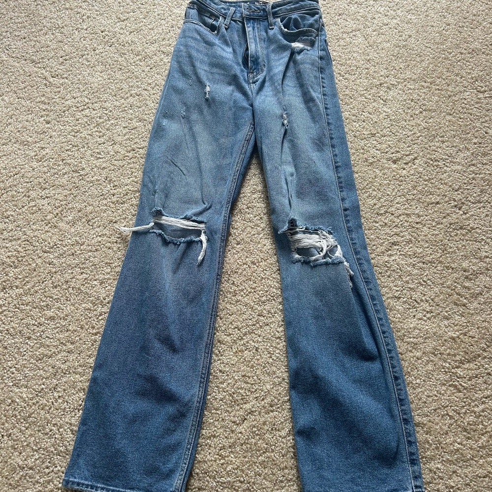 Hollister Ultra High-Rise Dad Jeans with Distressed Details
